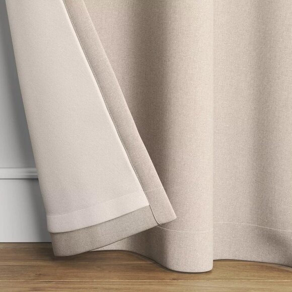 Threshold Aruba Blackout Rod Pocket Natural Single Curtain Panel 50" x 95" - Picture 3 of 7